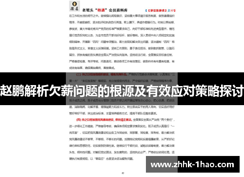 赵鹏解析欠薪问题的根源及有效应对策略探讨